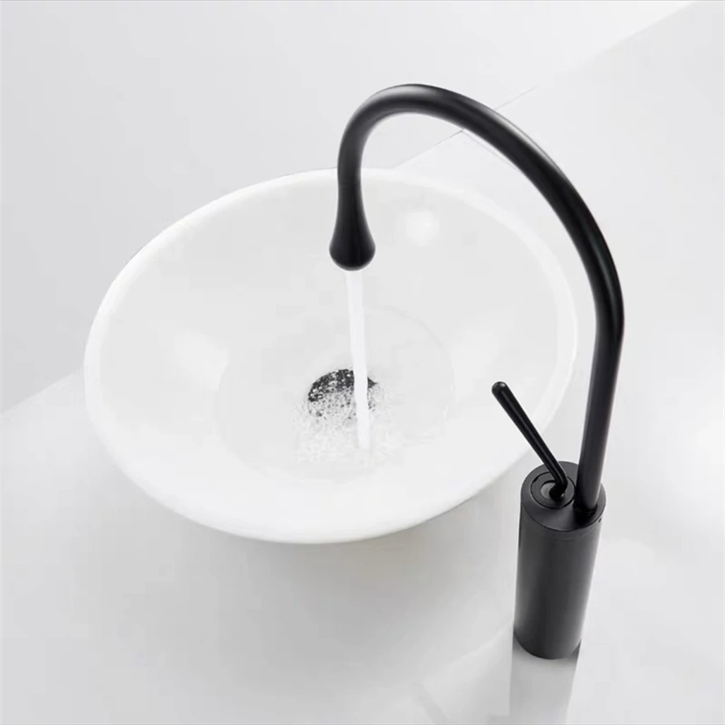 Black/Brushed Gold Basin Faucet High/Low Bathroom Wash Basin Water Drop Design Tap Nordic Style Mixed Sink Faucet Torneira