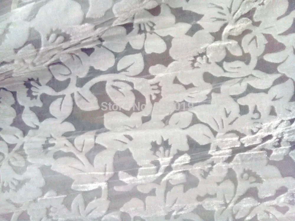 Telas Free Tulle Roll African Lace Silk Fabric For Sewing Curtain Scarf Dress Cotton Fabric Meters White Flowers Velvet Fabric
