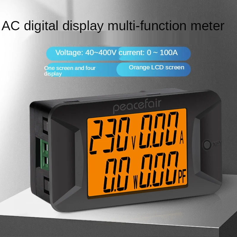 

AC Digital Display Multi-function Meter Voltmeter Ammeter 0~100A/400V Power Factor Meter