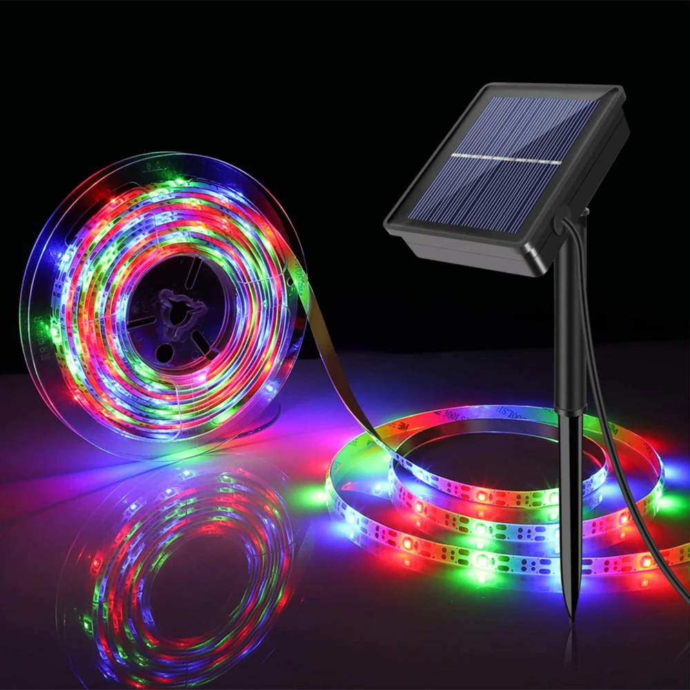 Solar Powered 3m 90LED Strip Light SMD2835 Flexible Lighting Ribbon Tape 8 Modes Waterproof LED Strip Backlight Garden Decor