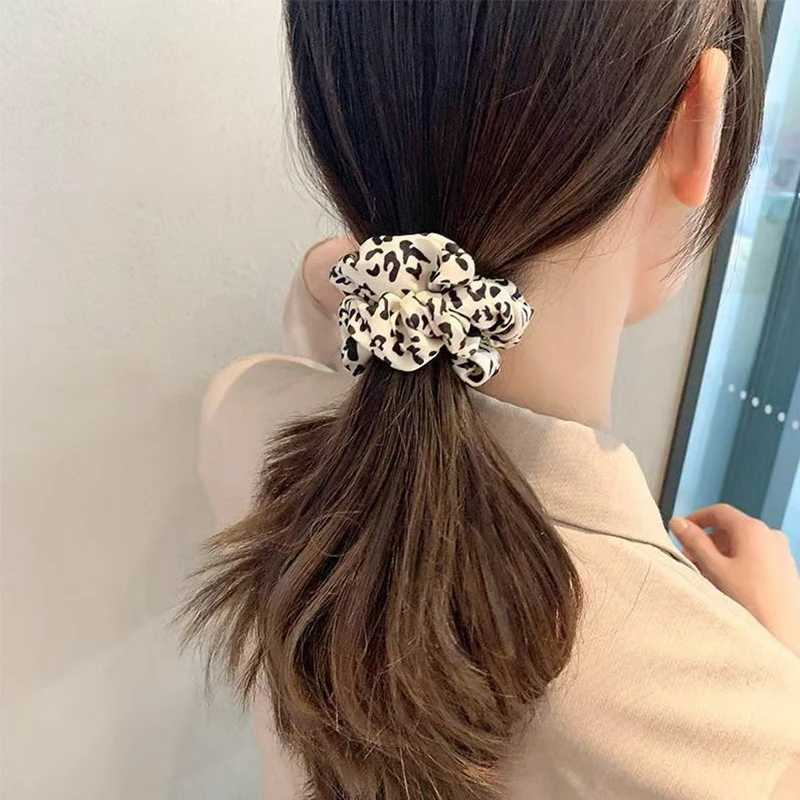 Vintage Leopard Scrunchies Zebra Pattern Hair Rope Women Girls Dot Hair Ties Ponytail Holder Elastic Hair Band Lady Rubber Band