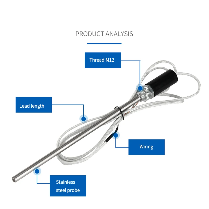 1M 2M 3M Wire Thermocouple Sensor 0~600 Degree Celsius K type Thermocouple Temperature Sensor 100mm 200mm Probe Measurement Tool