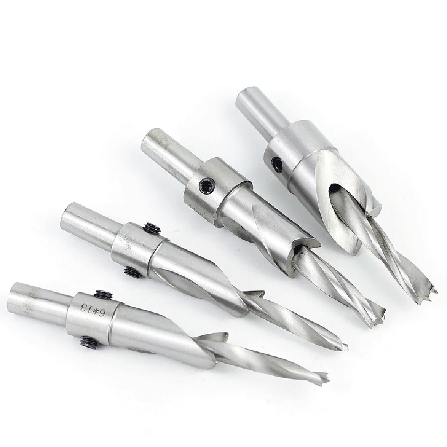 Woodworking countersink drill bit high-speed steel salad drill step drill bit Two-step screw pattern with double hole opener bit