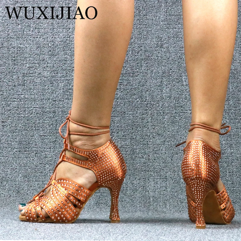 WUXIJIAO – bottines à lacets pour femme, chaussures de danse latine, talons hauts, confortables, sandales de fête