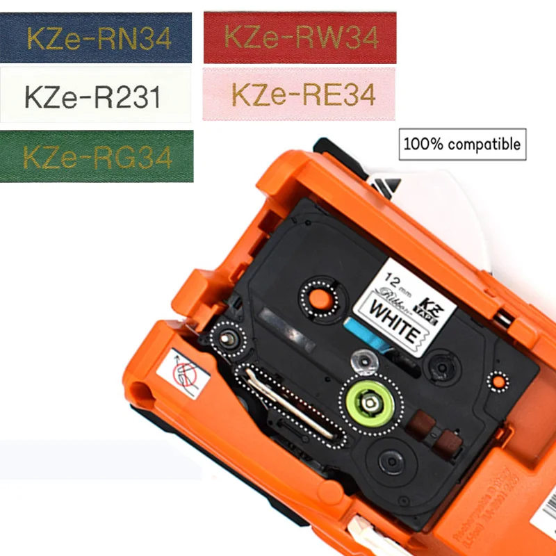 KZE 12mm*4m multicolour Label Tape Compatible Satin Ribbon Tape Replacement for Brother TZe-R231 TZe-RE34 TZe-R234 TZe-RW34