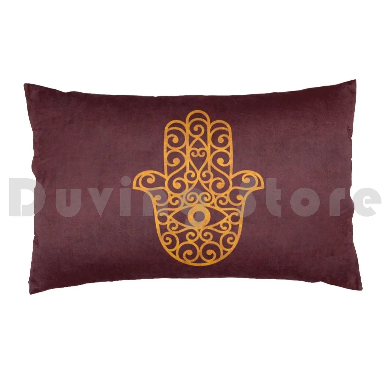 Classic Golden Hamsa Symbol On Red Textile Pillow Case DIY 50*70 Arabic Hand Of Fatima Karma Zen Zen Buddhism