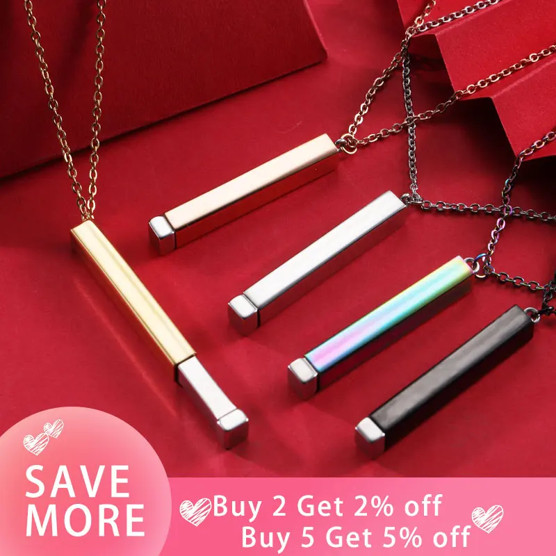 Fnixtar 5Pcs Hidden Pendant Necklace Mirror Polish Stainless Steel Cable Chain Necklace For Women's Men's Lovers Fashion Gifts