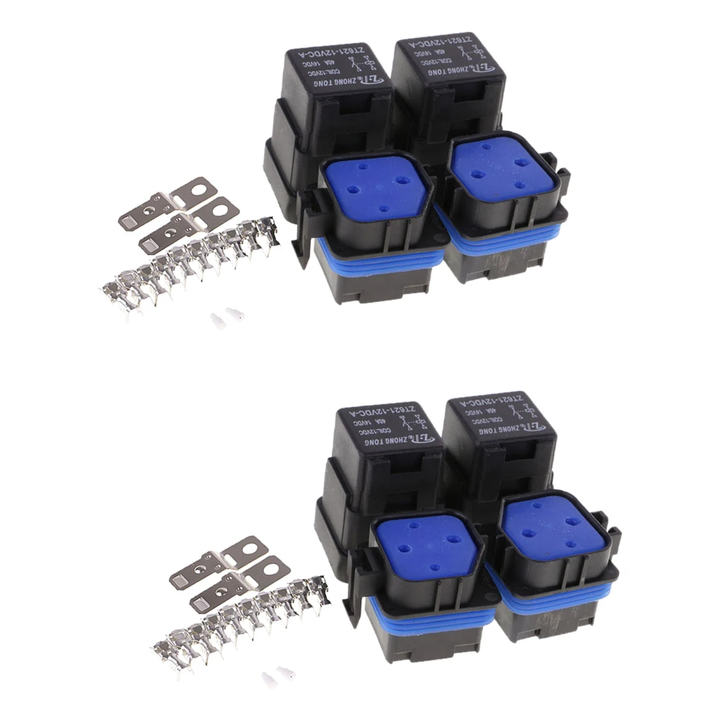 4 Set 40A 12V 4Pin Relay Socket Terminals for Universal Car Motorcycle Boat Automotive