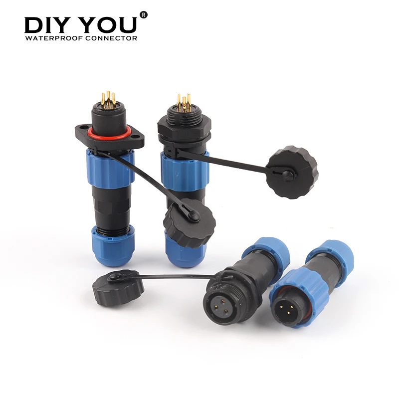 

SP13 IP68 Waterproof Connector Nut/Flange/Docking TYPE Male Plug Female Socket 1-9 Pin Panel Mount Wire Cable Aviation Connector