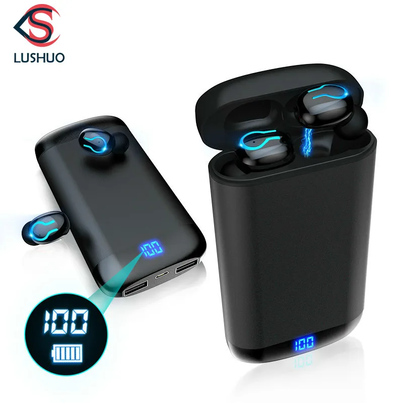 Tws Draadloze Bluetooth Oortelefoon Stereo Hoofdtelefoon IPX5 Waterdichte Headset Met Dual Mic En 6000Mah Opladen Case Power Display