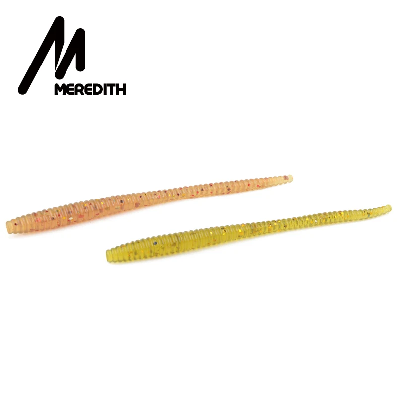 MEREDITH 50pcs 60mm 0.4g Sinking Trout Worm Soft Lure Silicone Simulation Earthworms red Worms Artificial Fishing Lure bloodworm