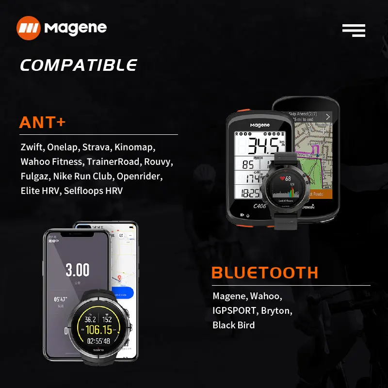 Magene H64 Heart Rate Monitor Mover Bluetooth ANT Sensor With Chest Strap Computer Bike Wahoo Garmin BT Sports