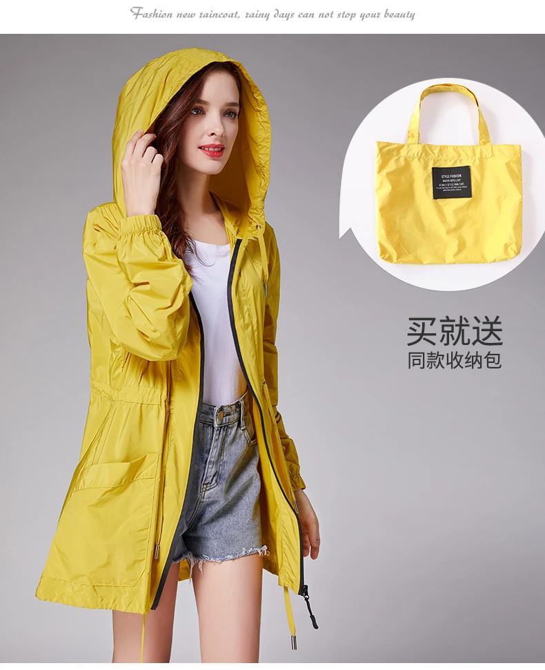 Imperméable de pluie à la mode pour femme, taille courte, coupe-vent léger, veste d'eau de voyage portable