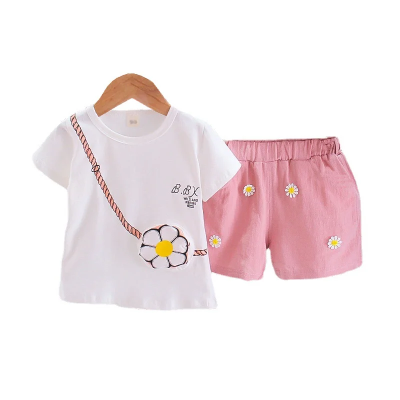 

New Summer Fashion Baby Girls Clothes Children Cute Cotton T-Shirt Shorts 2Pcs/Set Toddler Casual Costume Infant Kids Tracksuits