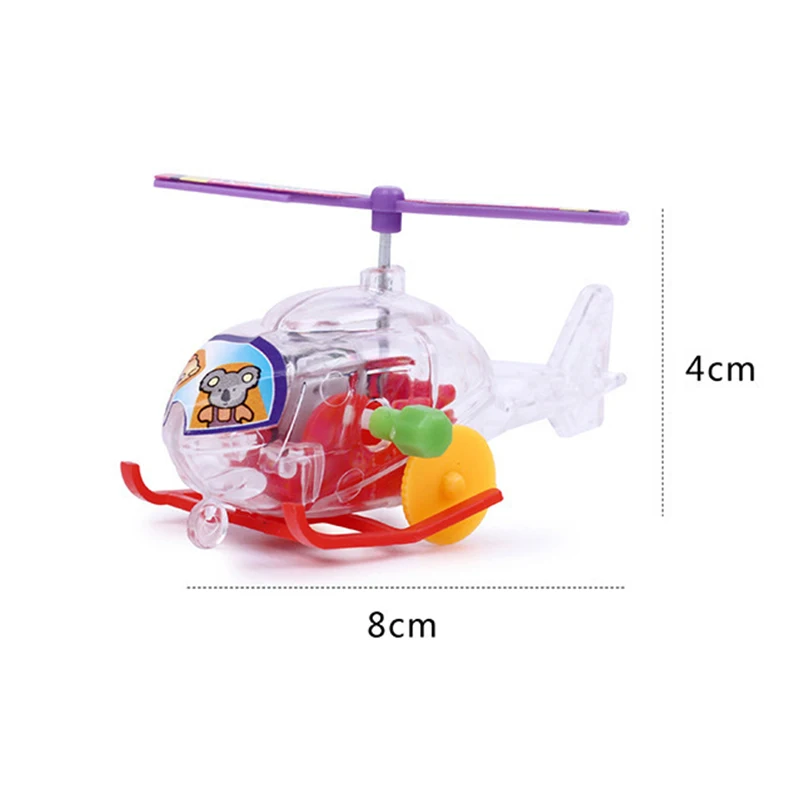 New and interesting wind-up clockwork toy transparent mini airplane helicopter pull-back toy child infant crawling toy