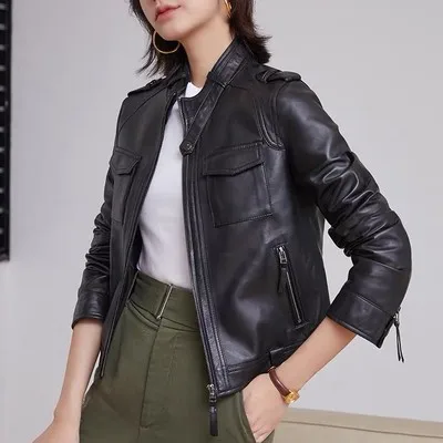 

MESHARE Women New Fashion Genuine Real Sheep Leather Jacket G14