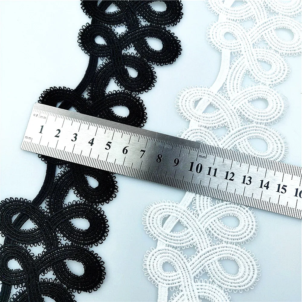 1 Meter Luxury White and Black Embroidered Lace 6.5CM Width Sewing Lace for Collar Ribbon Trim Women Dress DIY Sewing Supplies