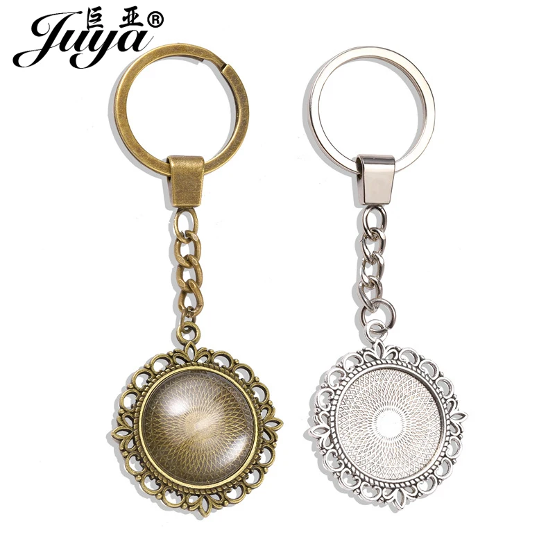 5 sztuk/partia 25mm okrągły kwiatowy wzór Cabochon baza Cameo na brelok do kluczy wisiorek DIY akcesoria do wyrobu biżuterii akcesoria do rękodzieła