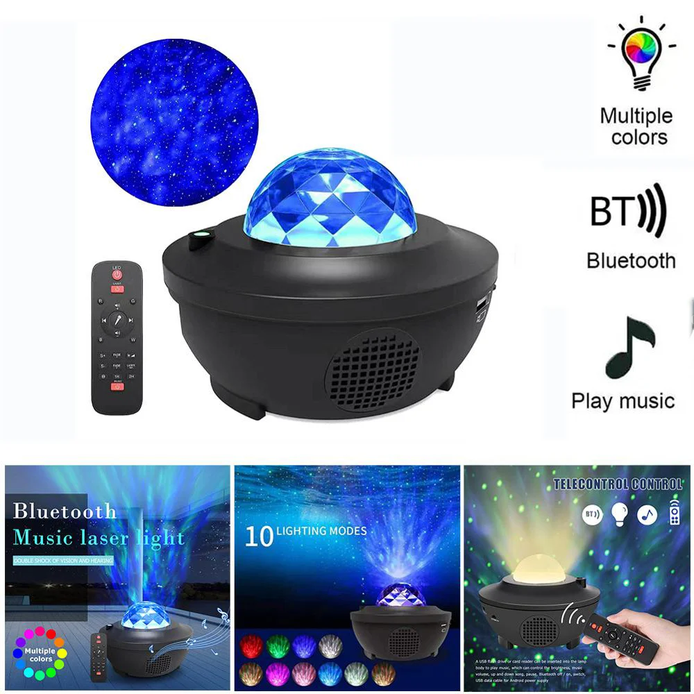 

LED Colored Starry Sky Night Light Projector USB with Blueteeth Voice Control Music Player Christmas Lamp Decoration for Bedroom