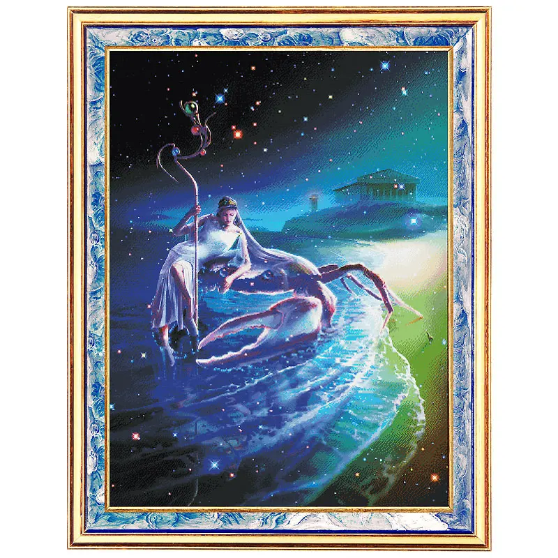 

Cross Stitch Fishxx Fantasy Starry Sky Series 12 Constellation Oil Painting Full Embroidery Home Living Room Large Cancer