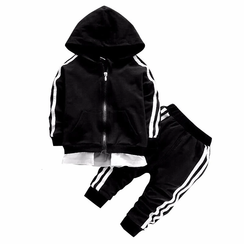 New Spring Autumn Baby Casual Tracksuit Children Boys Girls Zipper Hoodeis Pants 2Pcs/Set Kids Infant Cotton Clothing Sport Sets