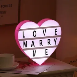 Led Romantic courtship heart-shaped light box letters DIY battery flat lamp box creative courtship room decoration