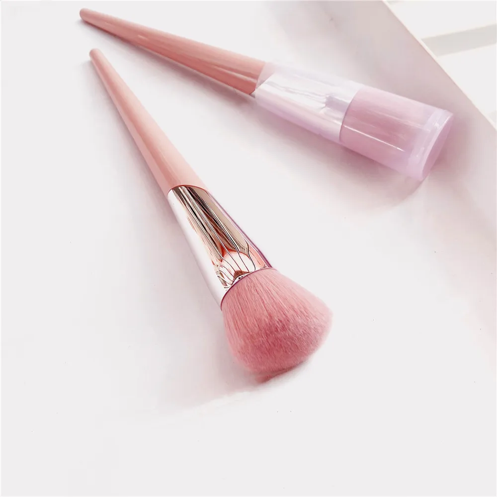 Kabuki-Buff Foundation Makeup Brush 115 - Pink Round-Angled Base Foundation Contour Shaping Brush Cosmetics Tools