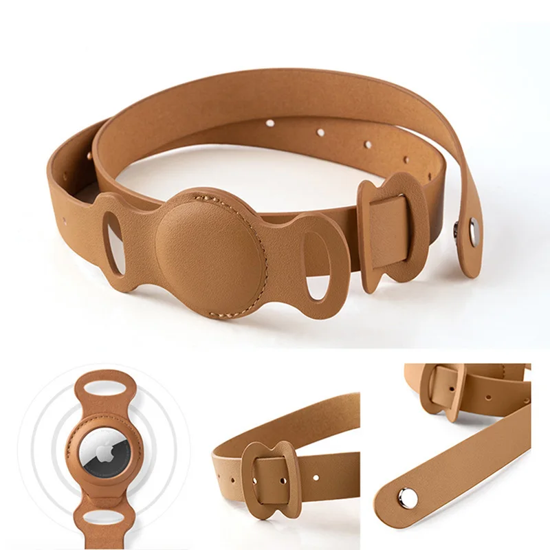 Original Airtag Pet Collar For Dog Adjustable Leather Cat Necklace With Apple Airtags Holder Anti-lost Pet Supplies Accessories