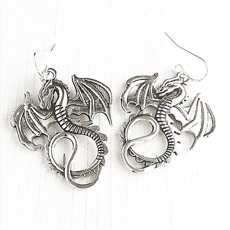 Dragon Earrings / Cosplay Fantasy Lover Gothic Women's Outfit Accessories Goth Earrings Big Dangle Earrings Dragon Jewelry