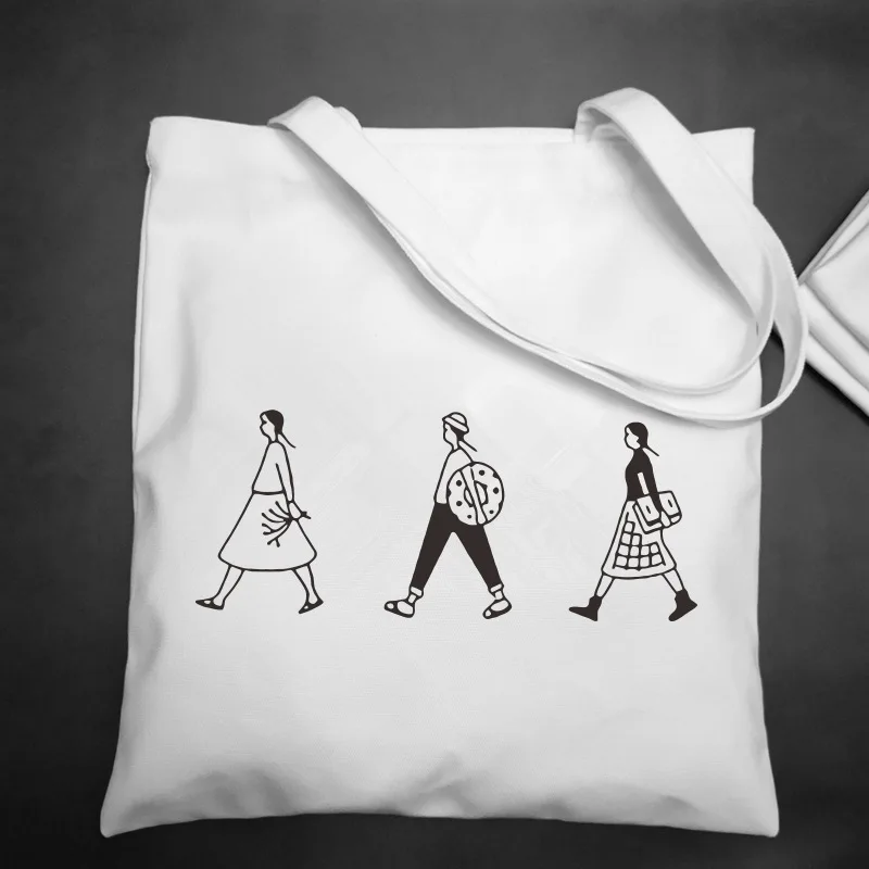 

Women Men Reusable Shopping Bag Large Folding Tote Unisex Blank DIY Original Design Eco Foldable Cotton Bags Canvas Handbag