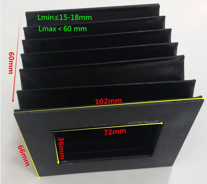 保護カバーレール伸縮ダストカバー布防塵ベローズ旋盤用、102mm-x-66mm-x-lmax-60mm