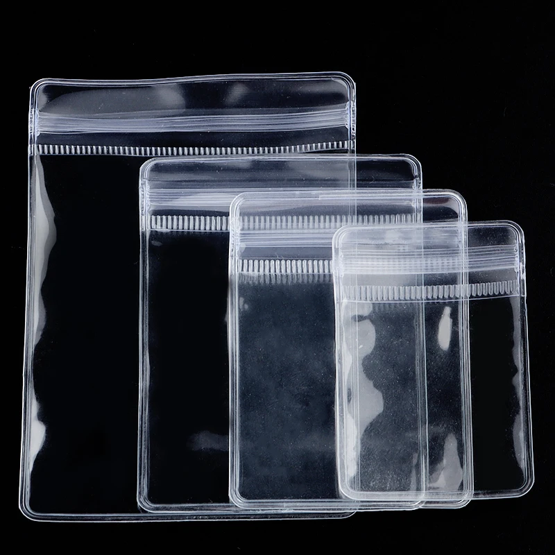 20pcs/lot Transparent PVC Self Sealing Plastic Jewelry Zip Lock Bags Thick Clear Ziplock Earrings Pendant Packaging Storage Bags