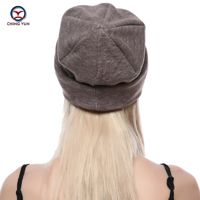 CHINGYUN 2019new Cashmere knit hat soft Winter Warm High Quality Female Solid Color Knitted Hat exquisite real plush decoration