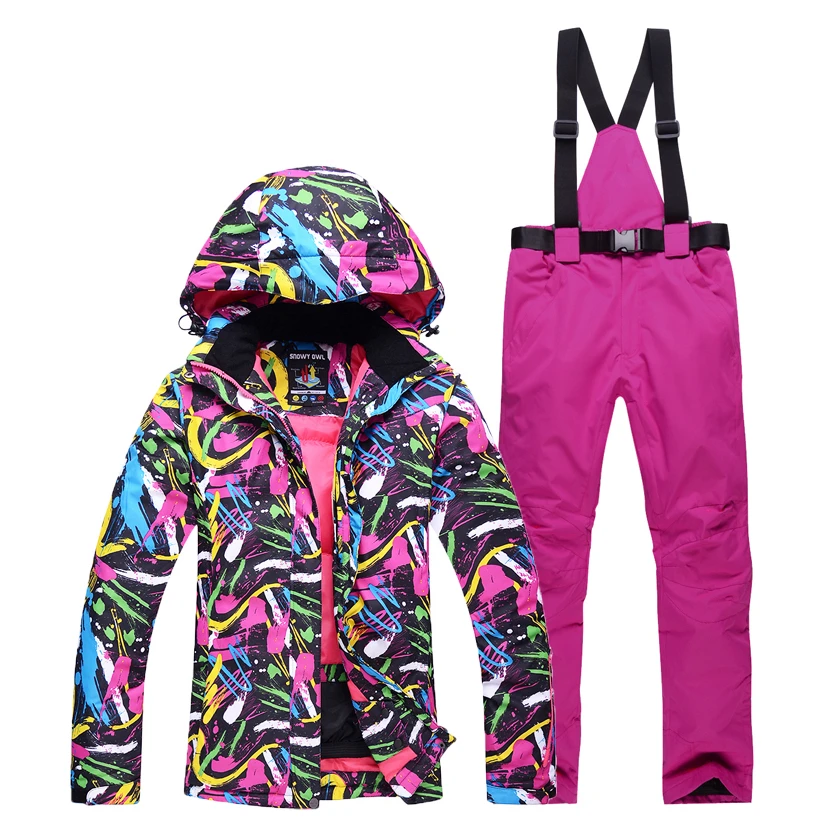 Hot Women Ski Suit Snowboarding Jackets Pants Set Female Winter Waterproof Windproof Keep Warm Sportswear Snowsuit