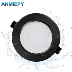 LED Downlight 220V Black Waterproof Ceiling Lamp 3w 5w 7w 9w12w15w 18W Aluminum Recessed Downlights Round Led Panel Light Indoor