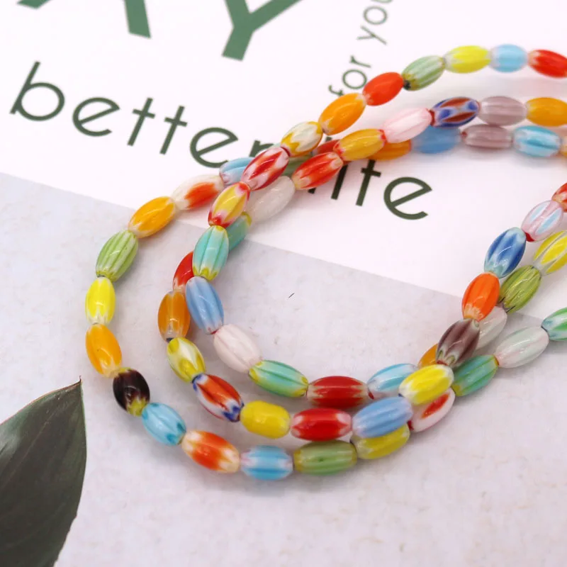 Fashion Rainbow mixing Color 5x8mm 43pcs/lot Glaze Ceramic Beads Porcelain DIY Hand Made Beads Jewelry Making Wholesale