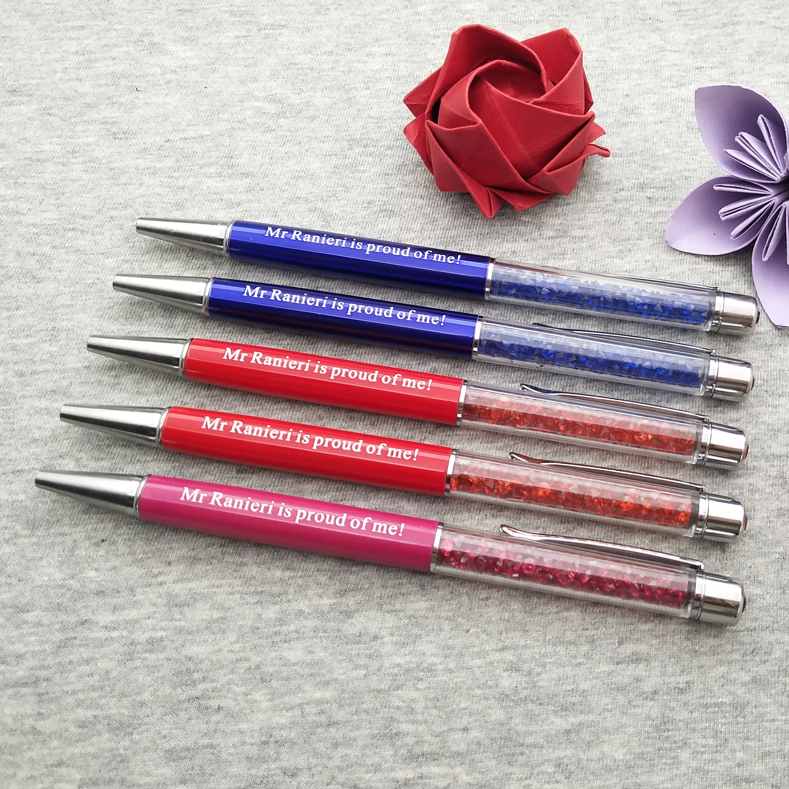 Gift for Guest Fashion Wedding Gift Favors Crystal Pens with Diamonds Custom With Names of The Bride and The Bridegroom