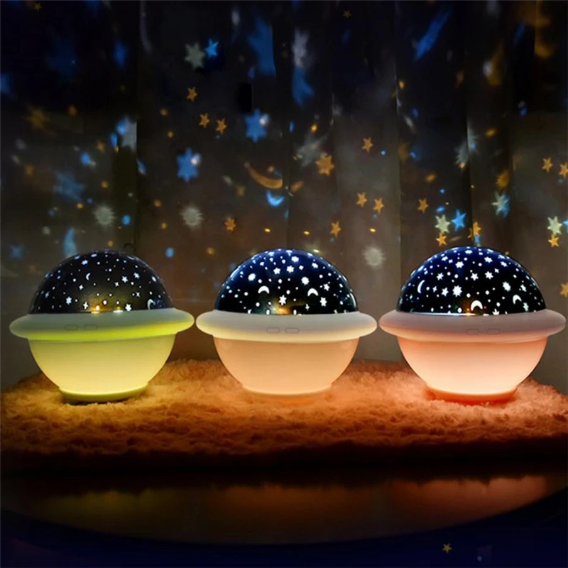 Novelty Star Projector Night Light Astro Sky Projection LED NightLights Lamp Battery USB Cable for Children Party