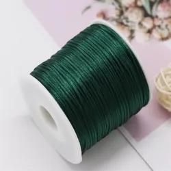 1MM Dk Green Nylon Chinese Satin Silk Knot Cord Rattail Thread Necklace Macrame String Jewelry Findings Beading Rope #257