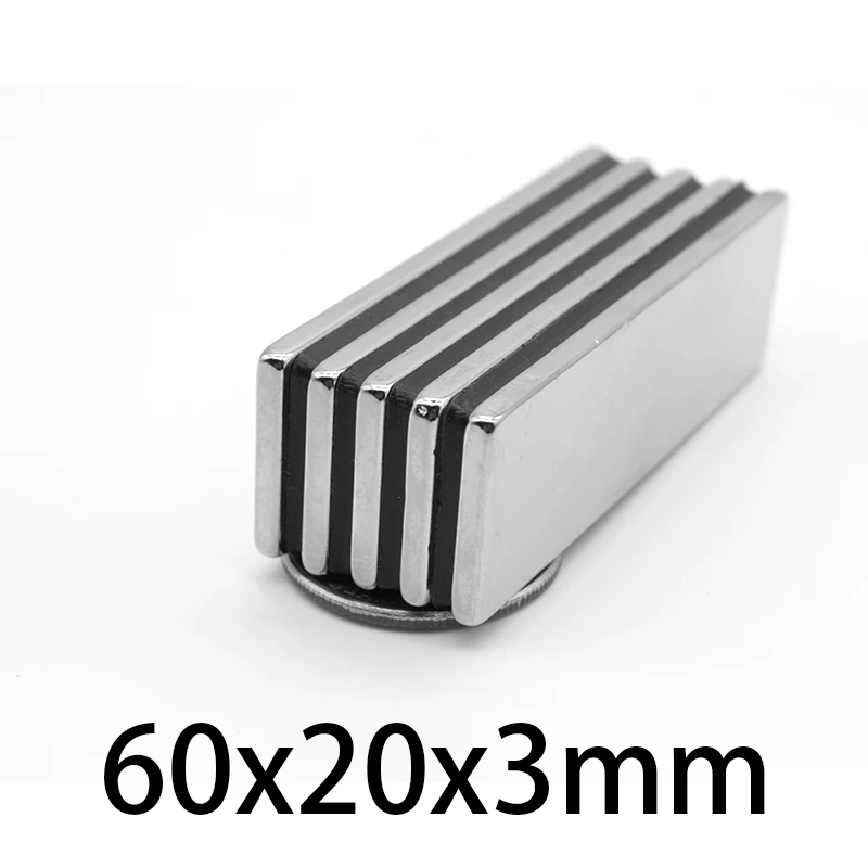 60x20x3mm NdFeB Super Strong Neodymium Magnets Block Permanent Magnet 60x20x3 mm N35 Powerful Magnetic 60*20*3mm