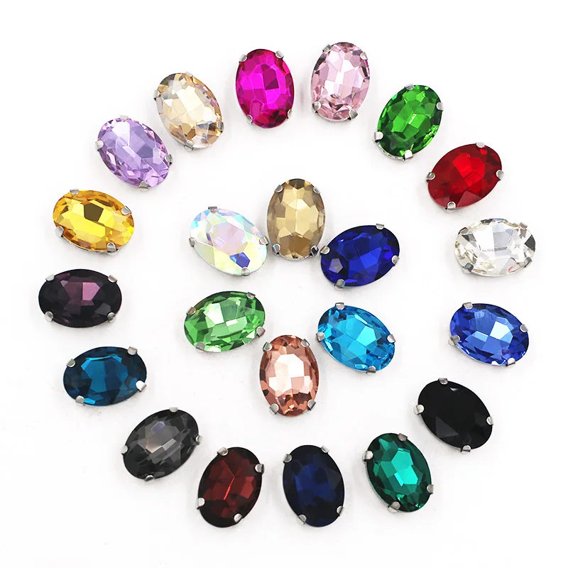 New arrivals Oval shape sew on rhinestones with claw, full color goods in stock