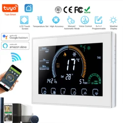 Tuya-termostato de refrigeración y calefacción para aire acondicionado Central, pantalla grande colorida de 4,8 pulgadas, Wifi, funciona con Alexa