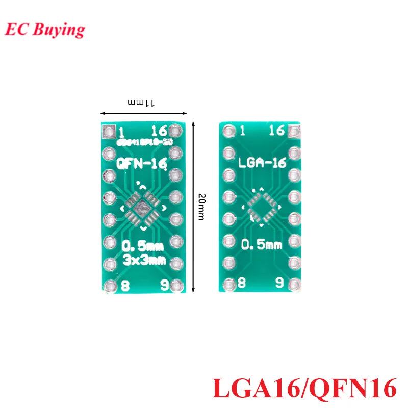 20/10PCS LGA16 QFN16 Transfer Board Adapter PCB Pinboard SMD to DIP16 DIP Pin IC Test Plate 0.5mm 2.54mm Pitch Converter Socket