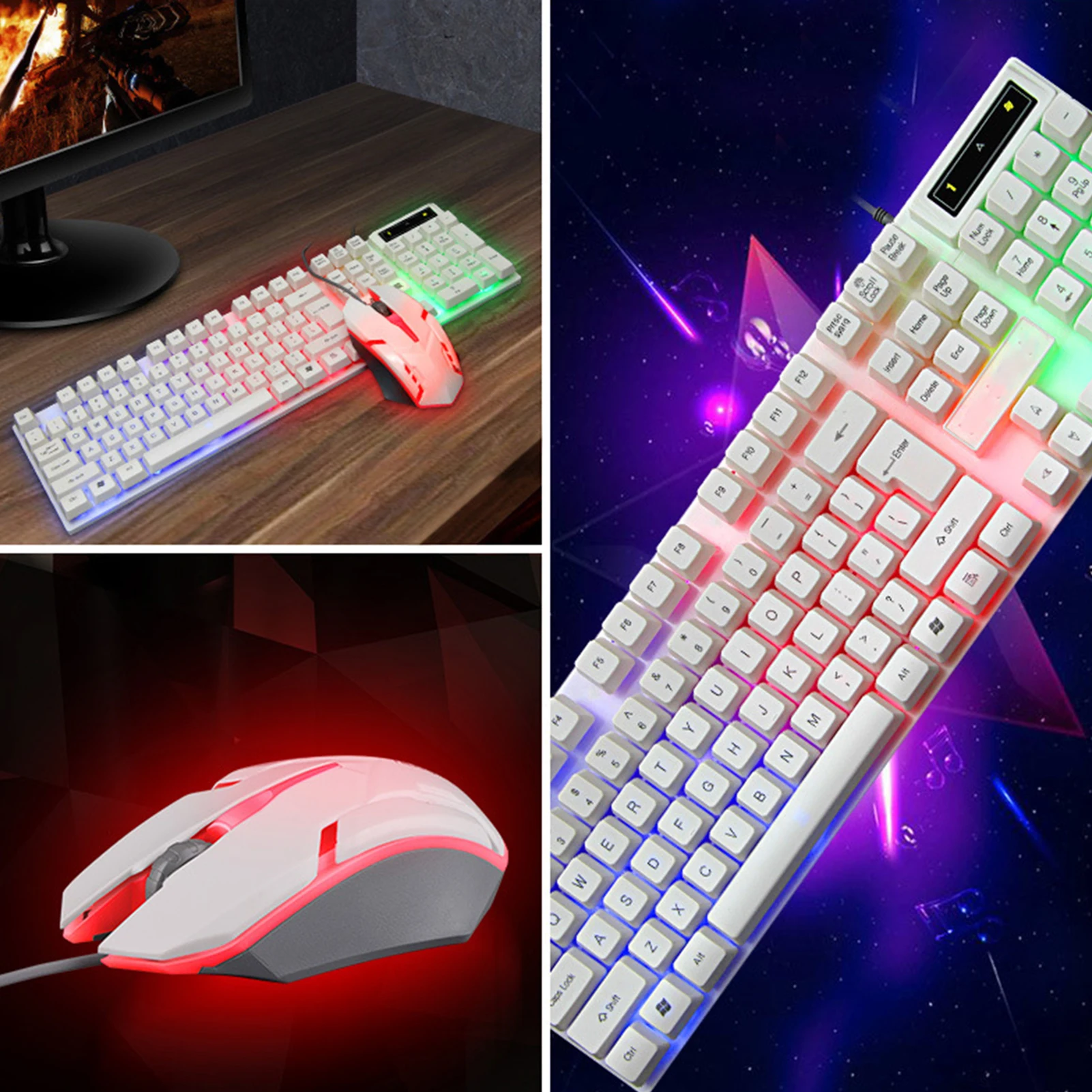 104 Keys ABS Luminous Wired Gaming Keyboard Mouse Set Keyboard Mouse Combos With USB Interface for game or office