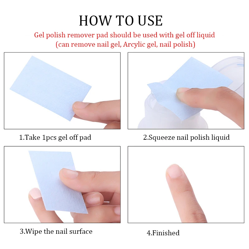 1 Bag Gel Polish Remover Pad Nail Wipes Cleaning Lint Free Paper Pad Soak off Remover Manicure Cotton Napkins Wrap Tool