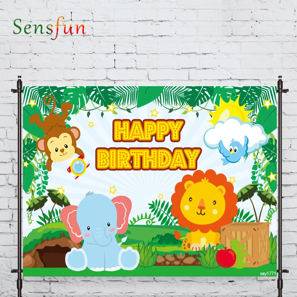 

LEVOO Photographic Background Cartoon Zoo Forest Lion Birthday Backdrop Photo Shoot Photocall Photobooth Prop Custom