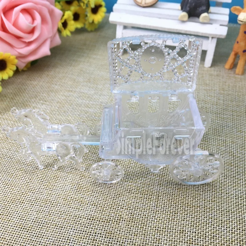 100pcs Transparent Plastic Carriage Candy Box Wedding Favor Boxes Gift Box for Guest