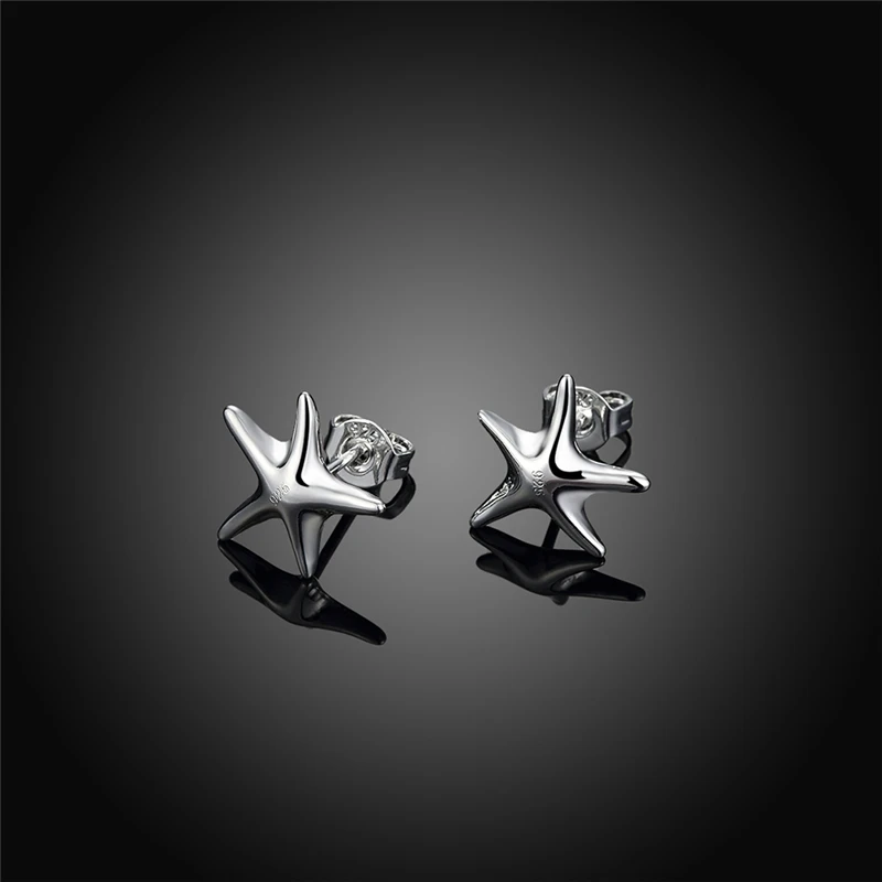 DOTEFFIL 925 Sterling Silver Starfish Stud Earrings For Woman Wedding Engagement Fashion Party Charm Jewelry