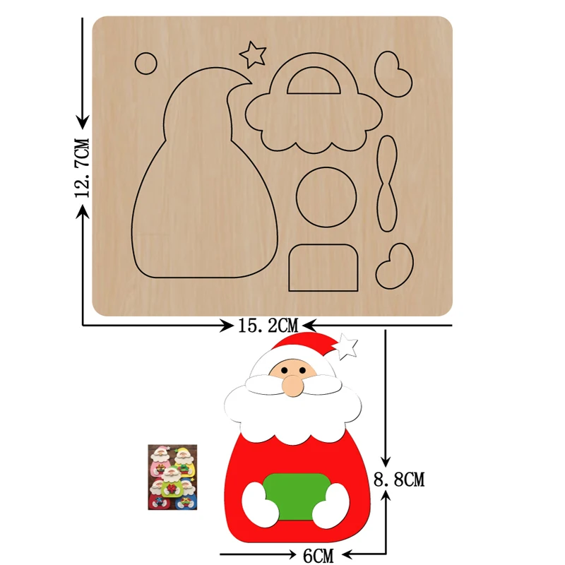 

New Santa Claus Wooden Mold Christmas Wood Dies For DIY Leather Cloth Paper Craft Fit Common Die Cutting Machines on the Market