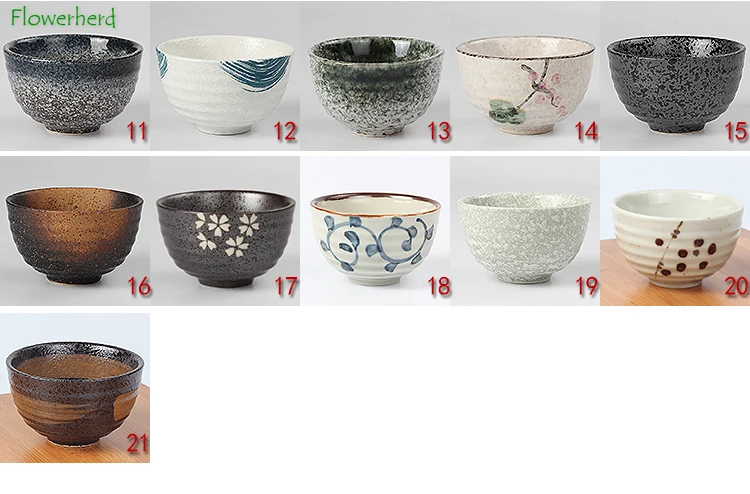 4.5 Inch Japanese and Korean Style Ceramic Bowl Ring Pattern Rice Bowl Japanese Matcha Bowl Dessert Bowl Soup Bowl Ramen Bowl